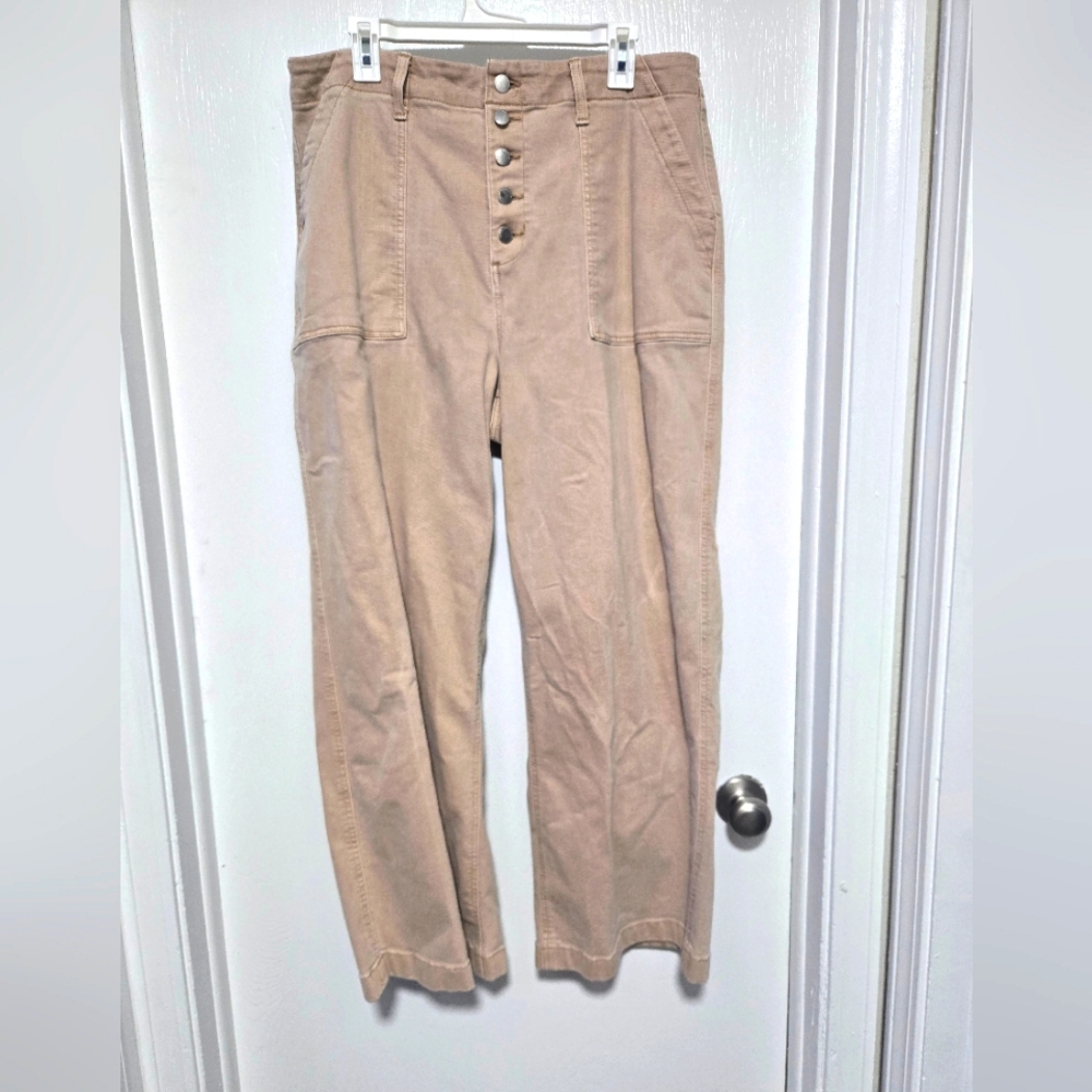 Sonoma Beige Button-Fly High Waisted Jeans
